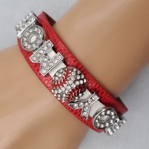 Boy Mom Rhinestone Baseball Bracelet